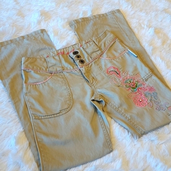 CHEETAH Girls tan embroidered pants, bootcut size 10 - Picture 2 of 6